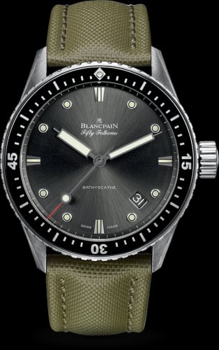 Blancpain Fifty Fathoms Bathyscaphe Stainless Steel / Grey / Sand Canvas