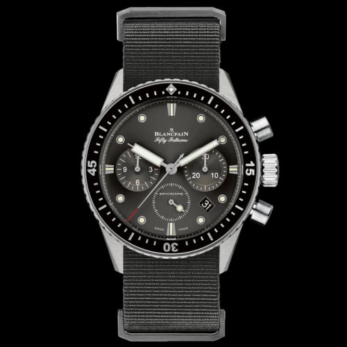 Blancpain Fifty Fathoms Bathyscaphe Flyback Chronograph Stainless Steel / Grey / Black Nato
