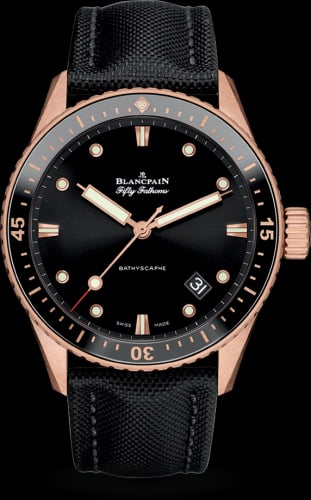 Blancpain Fifty Fathoms Bathyscaphe Sedna Gold / Black / Black Canvas