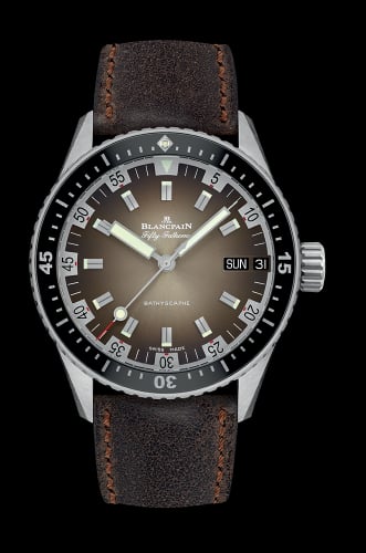 Blancpain Fifty Fathoms Bathygraphe Jour Date 70’ Stainless Steel / Brown / Darkbrown Calf