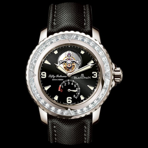 Blancpain Fifty Fathoms Tourbillon 8 Jours White Gold / Diamonds / Black Canvas