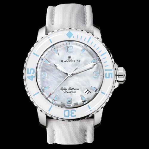 Blancpain Fifty Fathoms Automatique Stainless Steel / White Mother Of Pearl / White Canvas