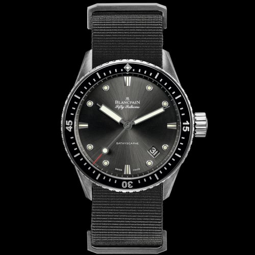 Blancpain Fifty Fathoms Bathyscaphe Stainless Steel / Grey / Grey Nato