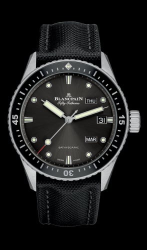 Blancpain Fifty Fathoms Bathygraphe Quantième Annuel Black / Grey / Black Canvas