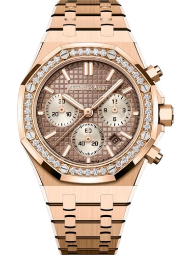 Audemars Piguet Royal Oak Chronograph 38 Pink Gold - Diamond / Beige