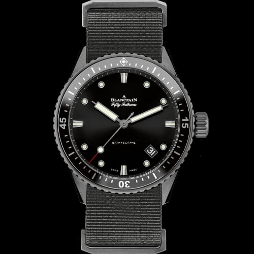 Blancpain Fifty Fathoms Bathyscaphe Ceramic / Black / NATO