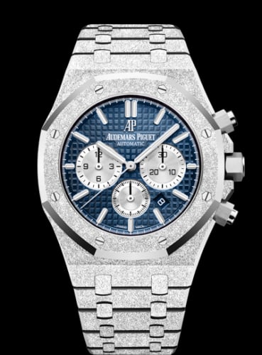 Audemars Piguet Royal Oak 41 Chronograph Frosted White Gold / Blue