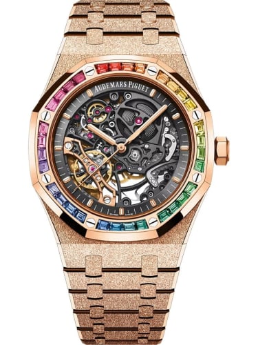 Audemars Piguet Royal Oak 41 Double Balance Wheel Openworked Frosted Pink Gold - Rainbow