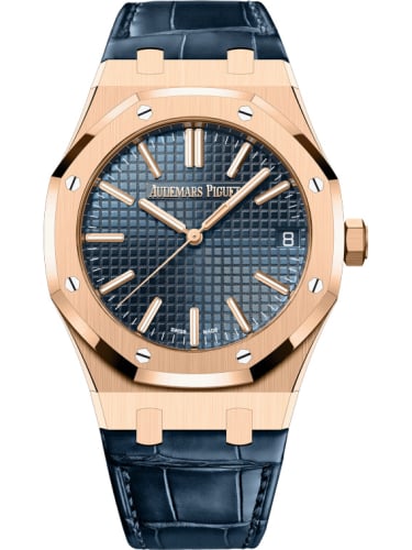 Audemars Piguet Royal Oak Selfwinding 41 Pink Gold / Blue / Strap / 50th Anniversary