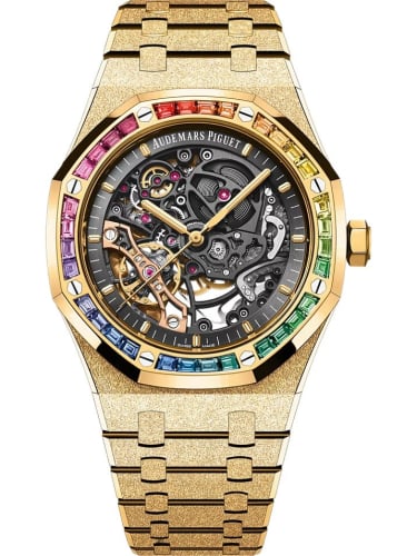 Audemars Piguet Royal Oak 41 Double Balance Wheel Openworked Frosted Yellow Gold - Rainbow