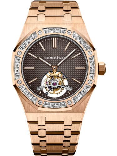 Audemars Piguet Royal Oak Ultra Thin Tourbillon Pink Gold / Baguette / Brown