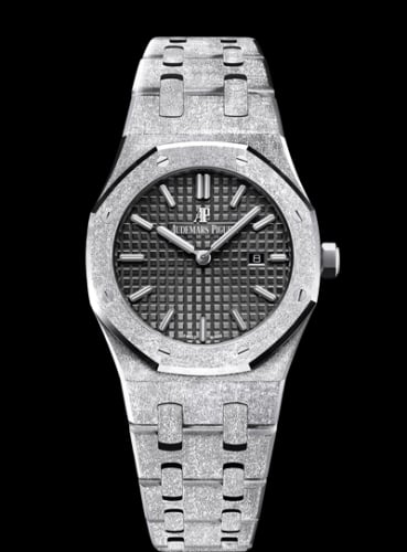 Audemars Piguet Royal Oak 67653 Quartz Frosted White Gold / Black / Bracelet