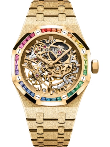 Audemars Piguet Royal Oak 37 Double Balance Wheel Openworked Frosted Yellow Gold / Rainbow