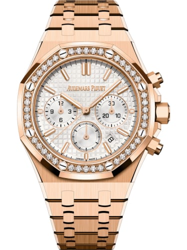Audemars Piguet Royal Oak Chronograph 38 Pink Gold - Diamond / Silver