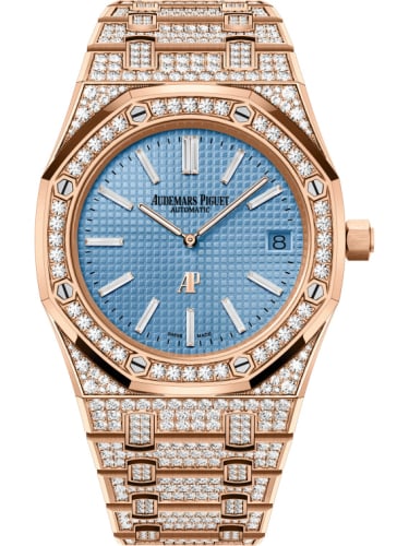 Audemars Piguet Royal Oak Extra-Thin Pink Gold / Diamond / Blue