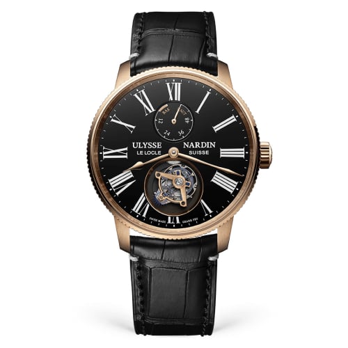 Ulysse Nardin Marine Torpilleur Tourbillon Rose Gold / Black Enamel / Alligator