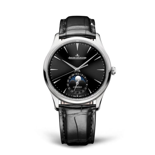 Jaeger-LeCoultre Master Ultra Thin Moon Stainless Steel / Black / Alligator