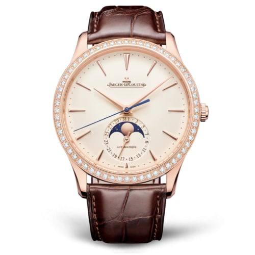 Jaeger-LeCoultre Master Ultra Thin Moon Pink Gold - Diamond / Eggshell / Alligator