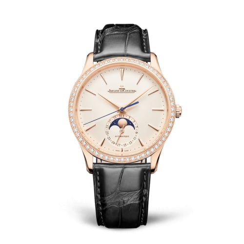 Jaeger-LeCoultre Master Ultra Thin Moon Pink Gold - Diamond / Eggshell / Alligator