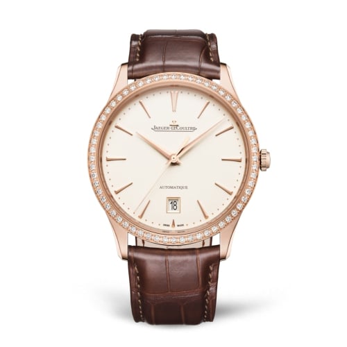 Jaeger-LeCoultre Master Ultra Thin Date Red Gold - Diamond / Eggshell / Alligator