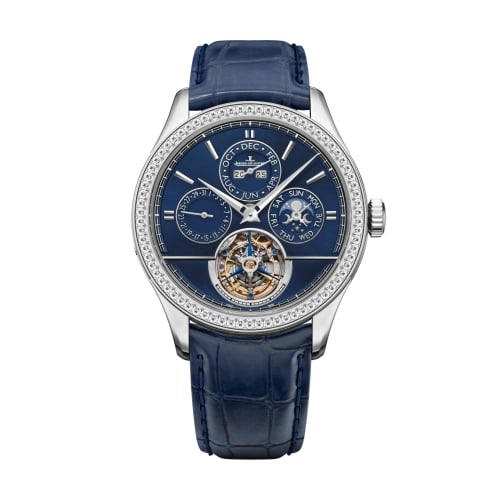 Jaeger-LeCoultre Master Grande Tradition Tourbillon Cylindrique Quantième Perpétuel Platinum - Diamond / Blue