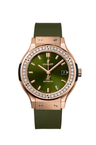 Hublot Classic Fusion 38 King Gold - Diamond / Green / Rubber