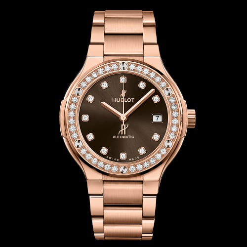 Hublot Classic Fusion 38 King Gold - Diamond / Brown / Bracelet