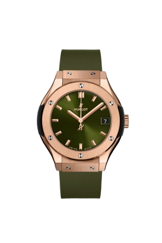 Hublot Classic Fusion 33 King Gold / Green / Alligator
