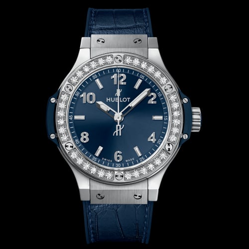 Hublot Big Bang 38 Quartz Stainless Steel - Diamond / Blue / Rubber