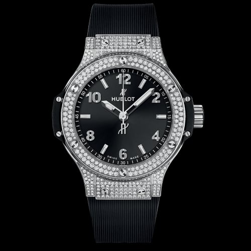 Hublot Big Bang 38 Quartz Stainless Steel - Pavé / Black / Rubber