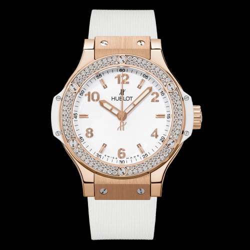 Hublot Big Bang 38 Quartz Red Gold - Diamond / White / Rubber