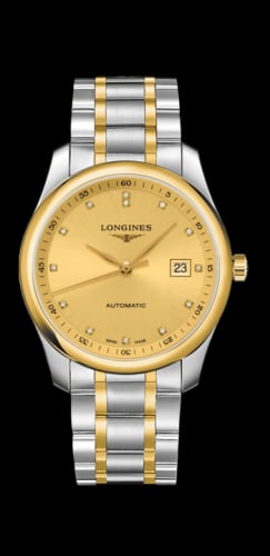Longines Master Collection 40 Date Stainless Steel / Yellow Gold / Champagne-Diamond / Alligator