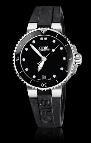 Oris Aquis Date 36 Stainless Steel / Black - Diamond / Rubber