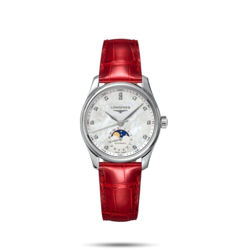 Longines Master Collection 34 Moonphase Stainless Steel / MOP / Alligator