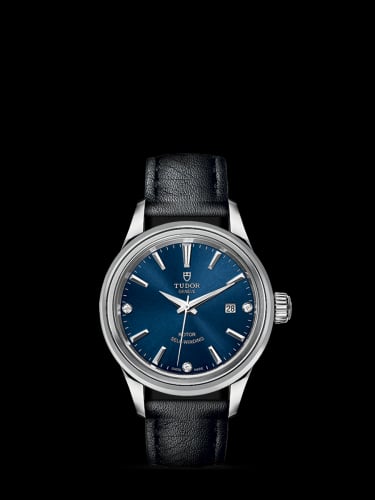 Tudor Style 28 Stainless Steel / Blue-Diamond / Strap
