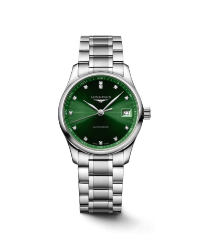 Longines Master Collection Date 34 Stainless Steel / Green - Diamond / Bracelet