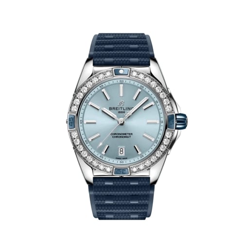 Breitling Super Chronomat 38 Stainless Steel / Ice Blue / Rubber Rouleaux