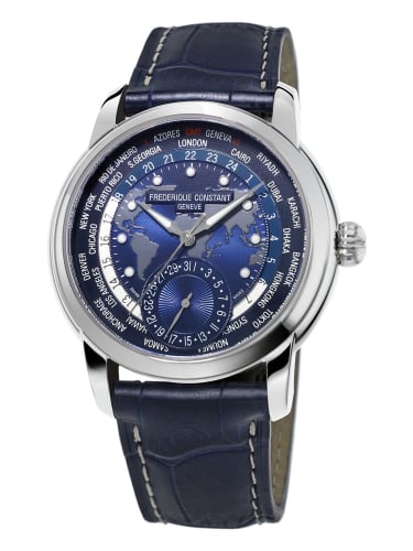 Frederique Constant Manufacture Worldtimer / Stainless steel / Blue /