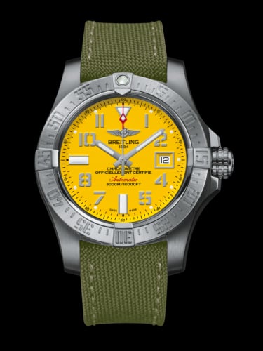 Breitling Avenger II Seawolf Stainless Steel / Cobra Yellow / Military / Pin