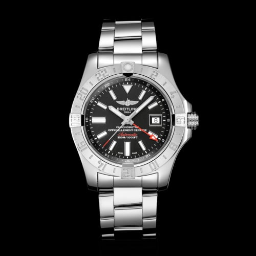 Breitling Avenger II GMT Stainless Steel / Volcano Black / Bracelet