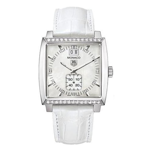 TAG Heuer Monaco Quartz Big Date Stainless Steel / Diamond / MOP / Alligator