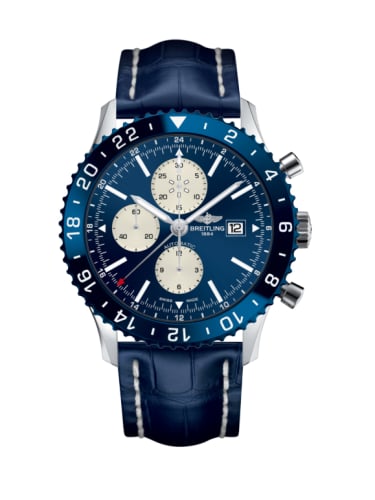 Breitling Chronoliner Stainless Steel / Blue / Croco