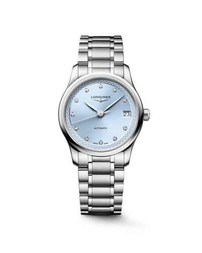Longines Master Collection 34 Stainless Steel / Frosted Blue - Diamond / Bracelet