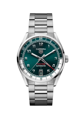 TAG Heuer Carrera Twin Time Stainless Steel / Teal Green / Bracelet