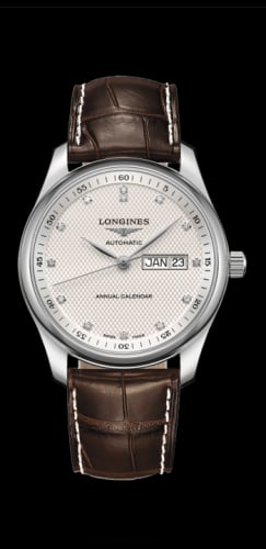 Longines Master Collection 40mm Annual Calendar Stainless Steel / Silver-Diamond / Alligator