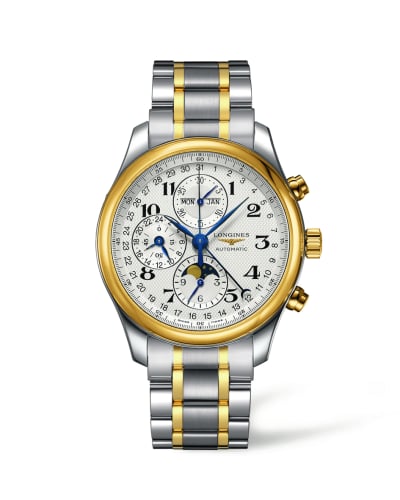 Longines Master Collection 42 Chronograph Calendar Stainless Steel / Yellow Gold / Silver-Arabic / Bracelet