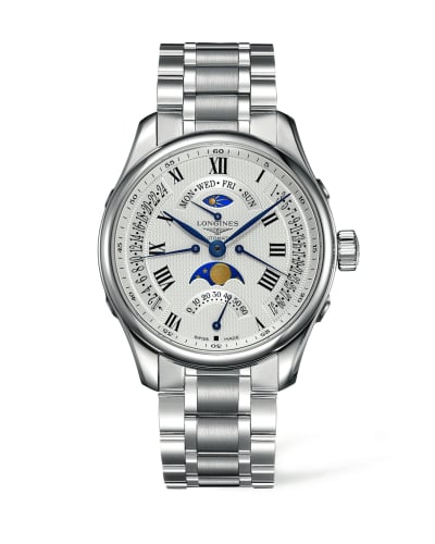 Longines Master Collection 44 Retrograde Moonphase Stainless Steel / Silver-Roman / Bracelet