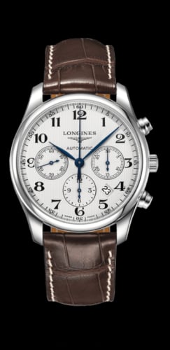 Longines Master Collection 42 Chronograph Stainless Steel / Silver-Arabic / Alligator XL