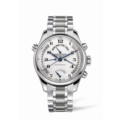 Longines Master Collection 44 Retrograde Power Reserve Stainless Steel / Silver-Arabic / Bracelet