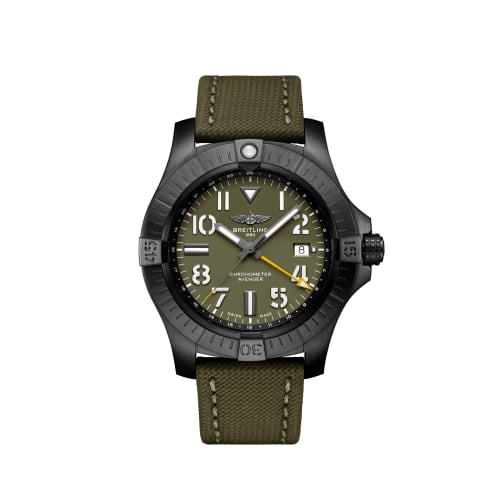 Breitling Avenger Automatic GMT 45 Night Mission / Green / Military / Pin